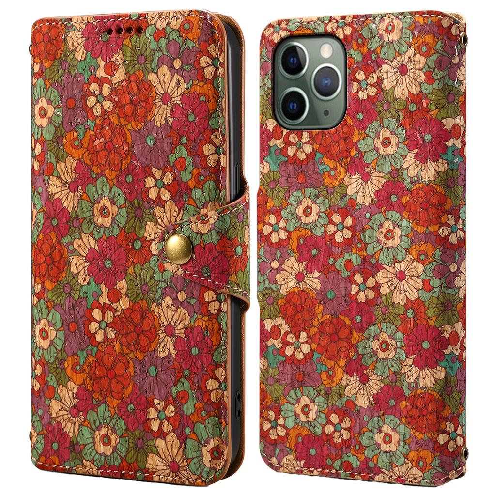 For iPhone 11 Pro Leather Case Floral Printing Stand Wallet Phone Cover