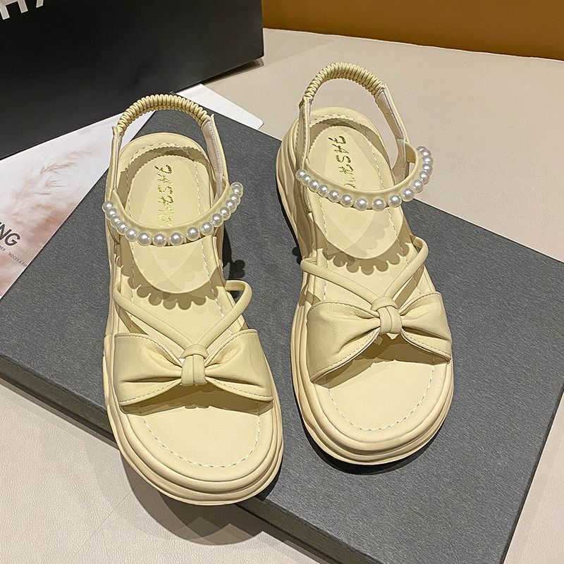 Fashion Women's Sandals Outdoor Roman Style Pearl Ladies Shoes Platform Anti Slip Hot 2025 Luxury Original Summer Comfortable on Offer