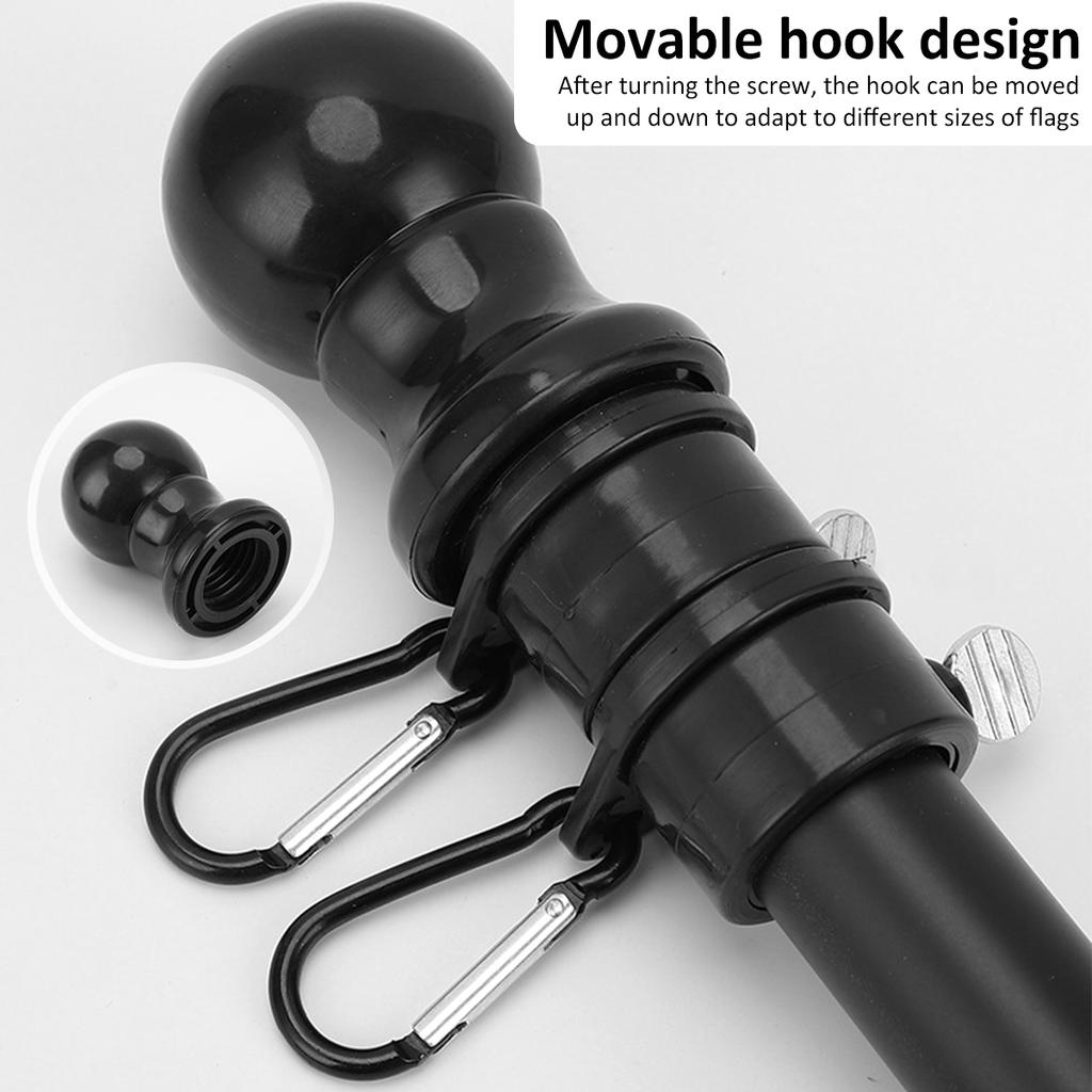 American Flag Poles 1.8M Telescopic Flag Pole with 360 Rotating Rings Adjustable Length Flag Pole Holder for Porch Boat Truck