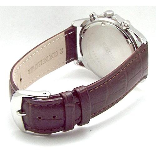 Seiko Часы-хронограф с ремешком из натуральной кожи - белые и темно-коричневые SND363P1-DB [Параллельный импорт]