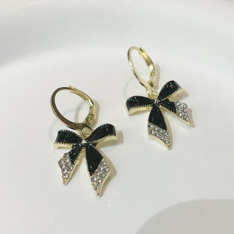 Черные эмалевые серьги-капли с кристаллами и масляной отделкой для женщин, новые модные круглые серьги-кольца для свадебной вечеринки, элегантные золотые украшения