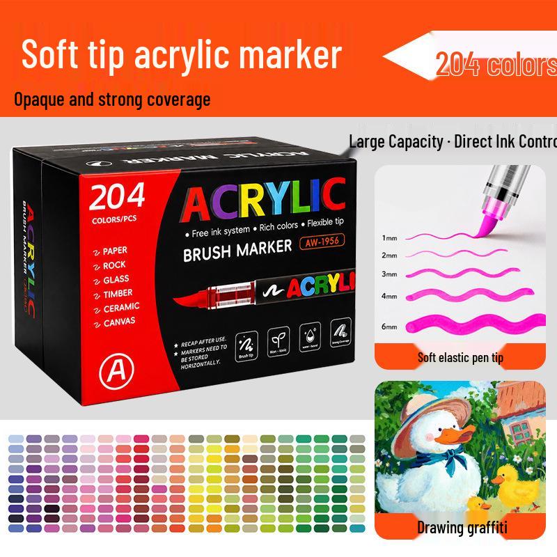 Children's DIY Acrylic Marker Set - Soft Tip, Quick-Dry, Colorful Watercolor Pens for Art and Journaling