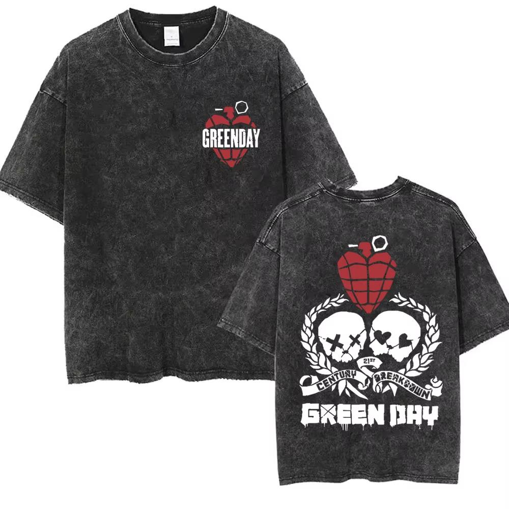 Стирка Винтажные Панк-группа Green Day Kerplunk Графические Футболки Мужские Женские Готический Рок Ретро Футболки Мужские s Оверсайз Футболки