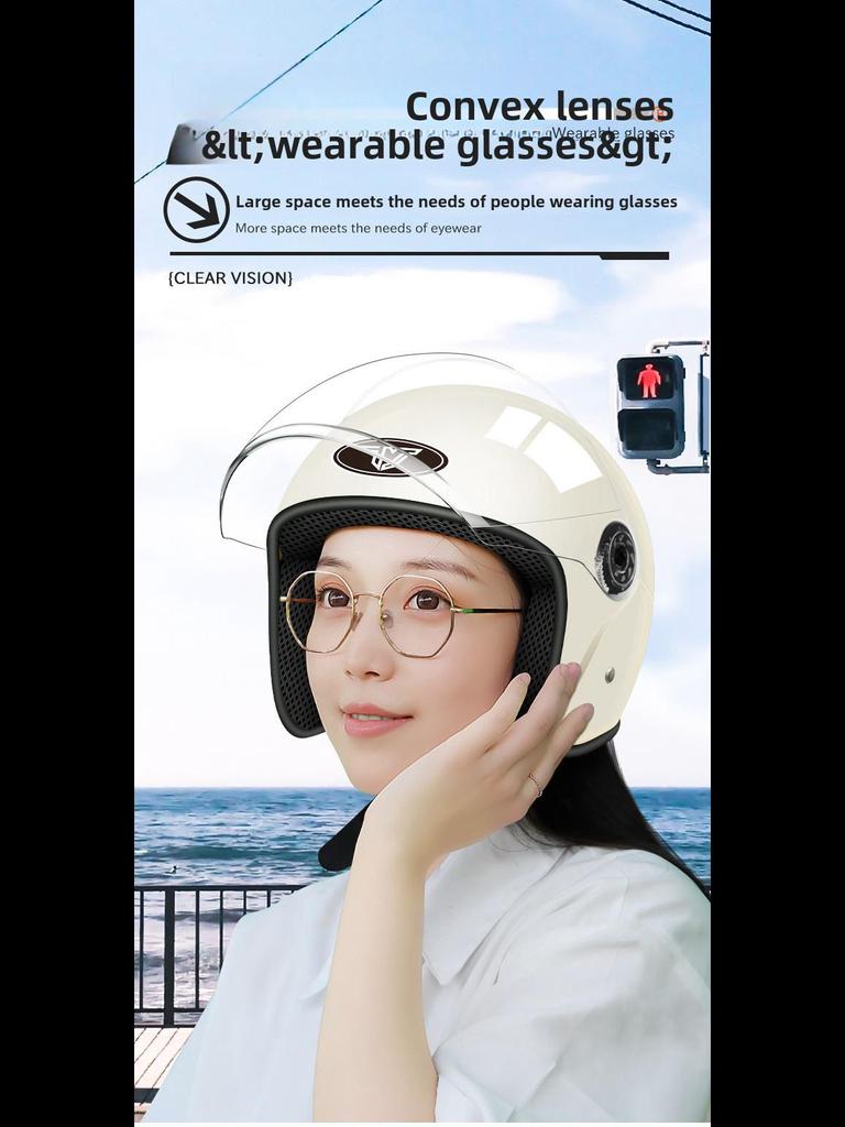 3C Certified Electric Motorcycle Helmet: Unisex Half Helmet for All Seasons, Provides Summer Ventilation and Winter Warmth