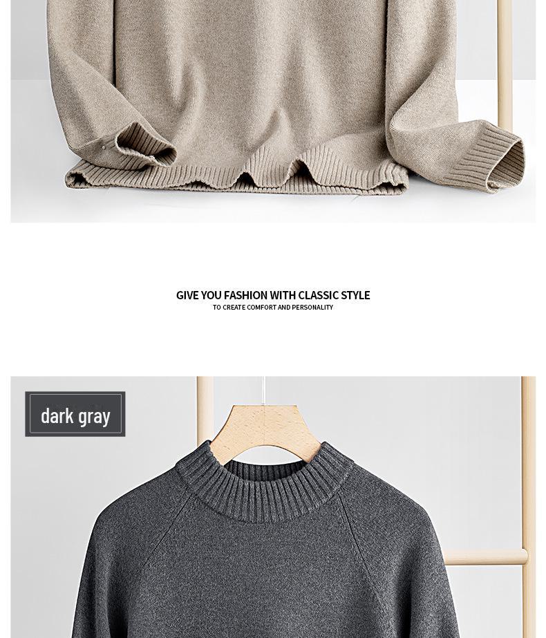 Мужской свитер из высококачественной шерсти и лиоцелла — длинный рукав, полуводолазка, плотный и теплый, на осень/зиму 2024 года.