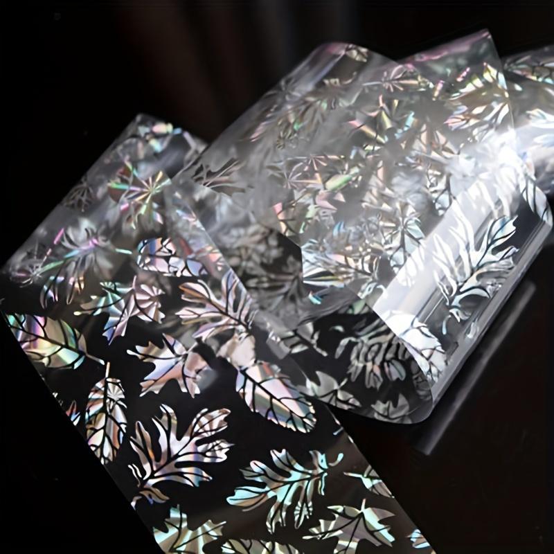 Holographic Nail Art Foils Wrap Feather Leaves Transfer Sticker Polish Decal