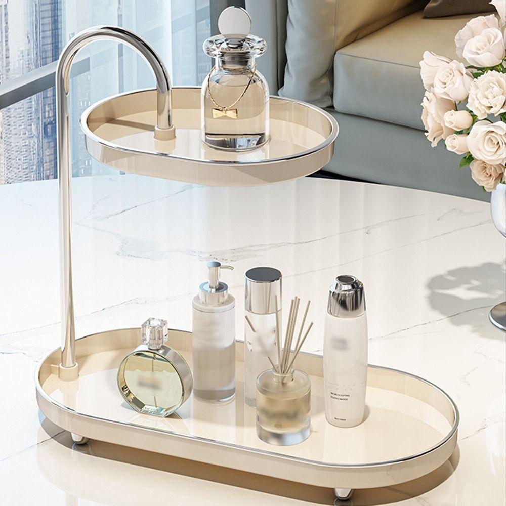 Space Saving Desktop Storage Tray Stainless Steel Rod Makeup Storage Display Stand Kitchen