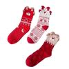 3 пары женских зимних рождественских носков с лосями, хлопковые рождественские теплые носки, женские носки до середины икры, подарки