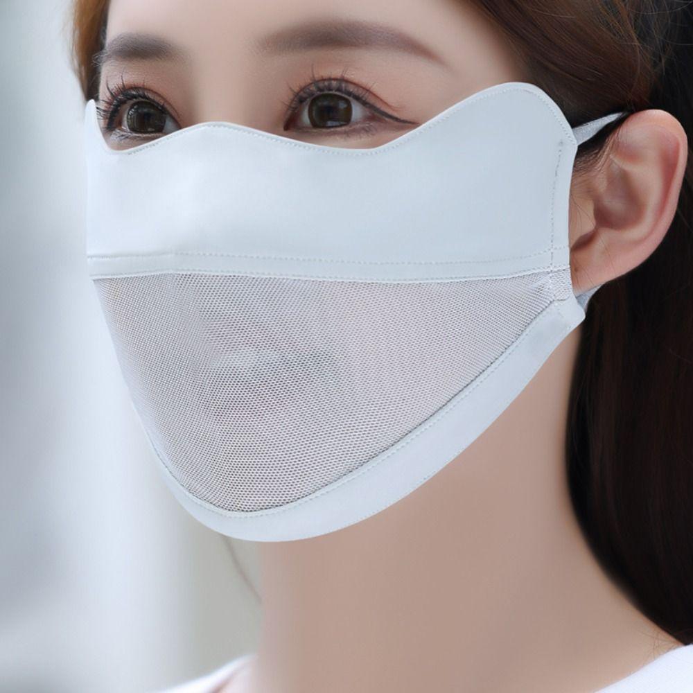 Solid Color Ice Silk Face Scarf Mesh Anti-uv Face Cover Thin Sunscreen Veil  Sports