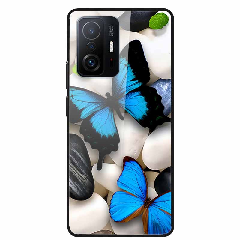 Для Xiaomi 11T Pro Стеклянный чехол Жесткий закаленный стеклянный ПК-чехол Чехол для телефона Для Xiaomi Mi 11T 11 T Pro Ударопрочный Мультяшный Funda Coque