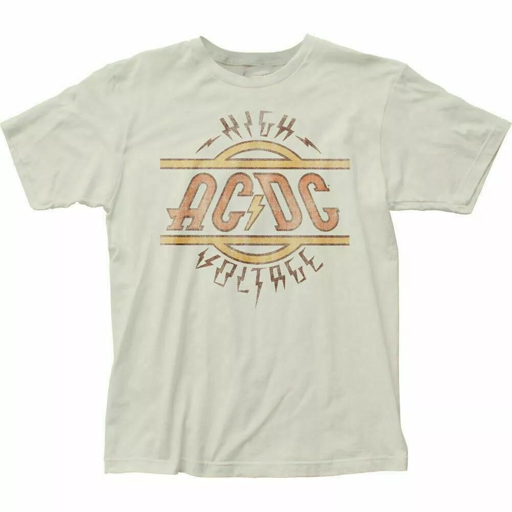AC/DC High Voltage Rock Band Vintage Style White Tee S-4XL Unisex T-Shirt
