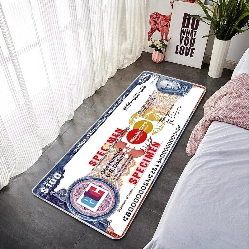 Креативный коврик для пола с принтом долларовой купюры, нескользящий ковер для спальни, гостиной, кухни, прихожей, прочный моющийся ковер, домашний декор