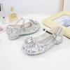 2024 Новые осенние туфли Crystal Princess Sequin на высоком каблуке из кожи для девочек