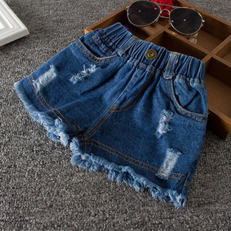 Летняя одежда для девочек Джинсовые шорты Три четверти шорты Летние шорты Свободные тонкие шорты Джинсы