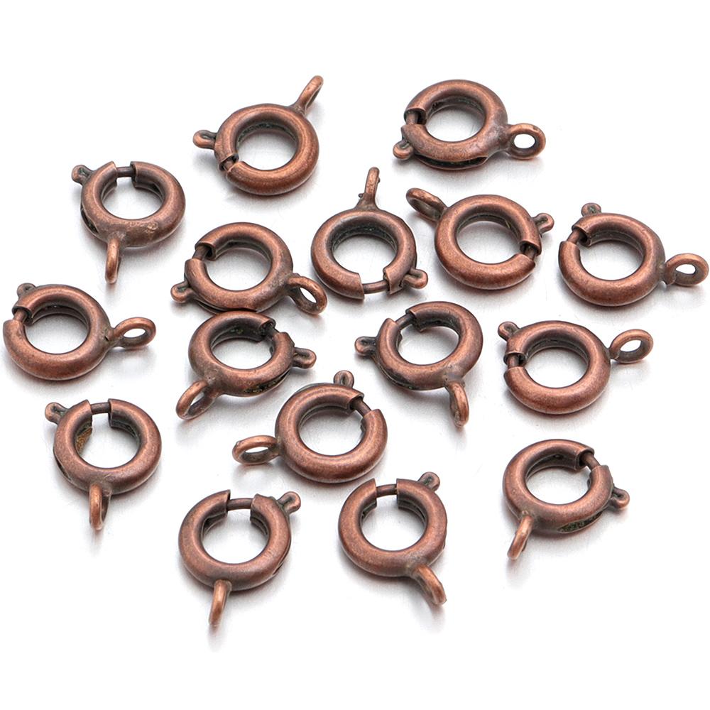10pcs/lot Copper Round Spring Clasps Keychain Hooks Buckles End Connectors For Bracelet Necklace DIY Jewelry Making Accessories