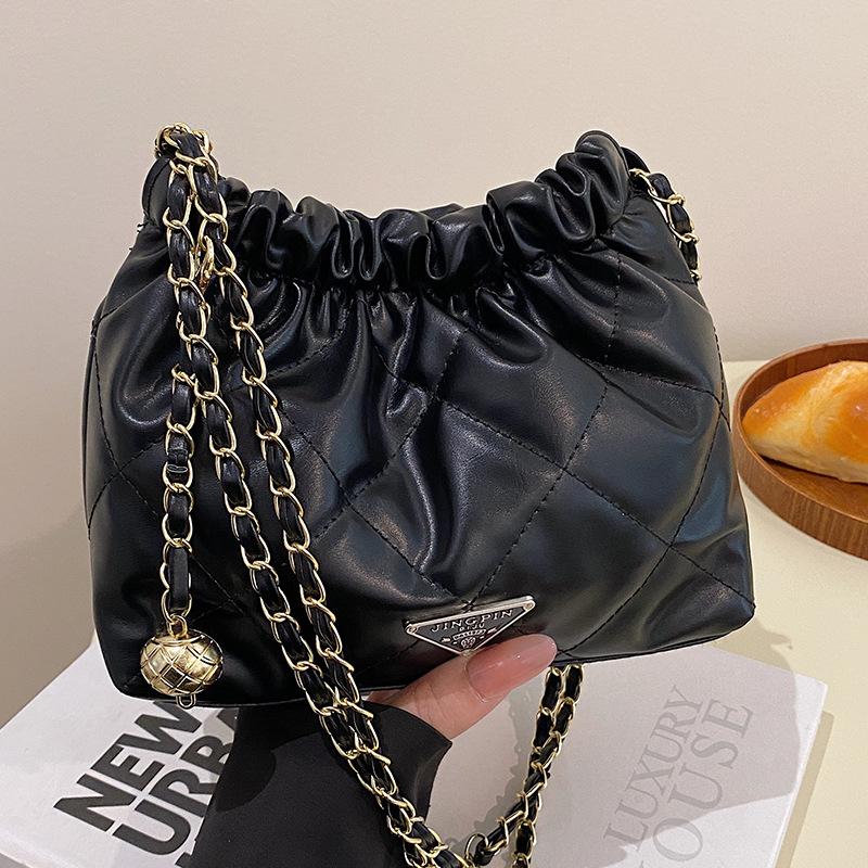 Сумка-ведро с цепочкой от знаменитости из Интернета, модная универсальная сумка-мессенджер для женщин, сумка через плечо с высокой цепочкой