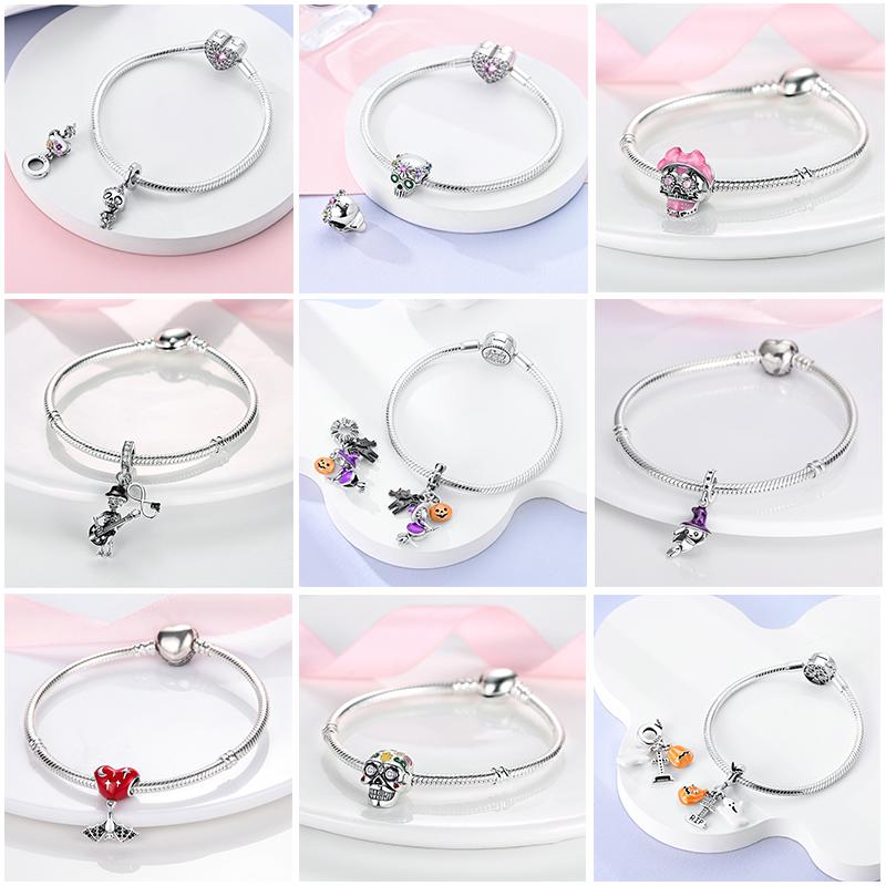 Copper Charms Luminous Pumpkin Skull Beads For Dangle Diy Gift Halloween Series Charms