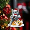 Плоская шляпа Санта-Клауса Подвеска для кошек 2D Рождественские украшения Акриловая подвеска для украшения кошки Автомобиль заднего вида