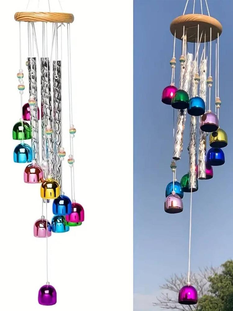 Outdoor Colorful Wind Chimes with 4 Aluminum Tubes Comes and 11 Bells for Garden Yard Home Decoration