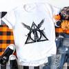 Summer Deathly Hallows T-shirt Top Printed Women's T-shirt Casual Three Brothers Talle White Trendy T-shirt Women's Top Clothing