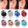 New Rhinestone Magnetic Fashion 1 Pair Women Men Ear Studs Magnet Earrings 304 Titanium Steel No Piercing Ear Clips