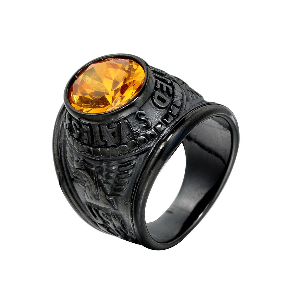 Военное кольцо из титановой стали для мужчин, модная инкрустация драгоценными камнями, стильные унисекс украшения, подарок