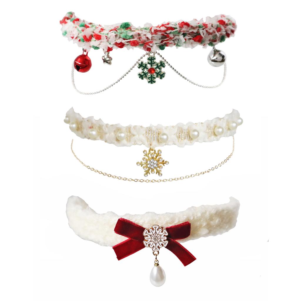 Women Winter Cross-border Christmas Neck Accessories Snowflake Tree Plush Choker Versatile Warm Daily Collarbone Chain