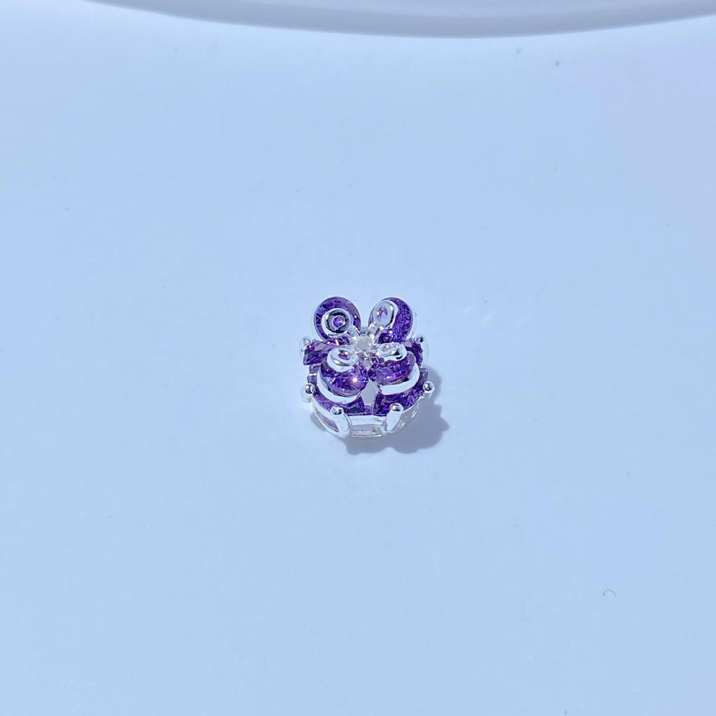 14K Gold-Plated Clover Zircon Spacer Bead Pendant for DIY Jewelry