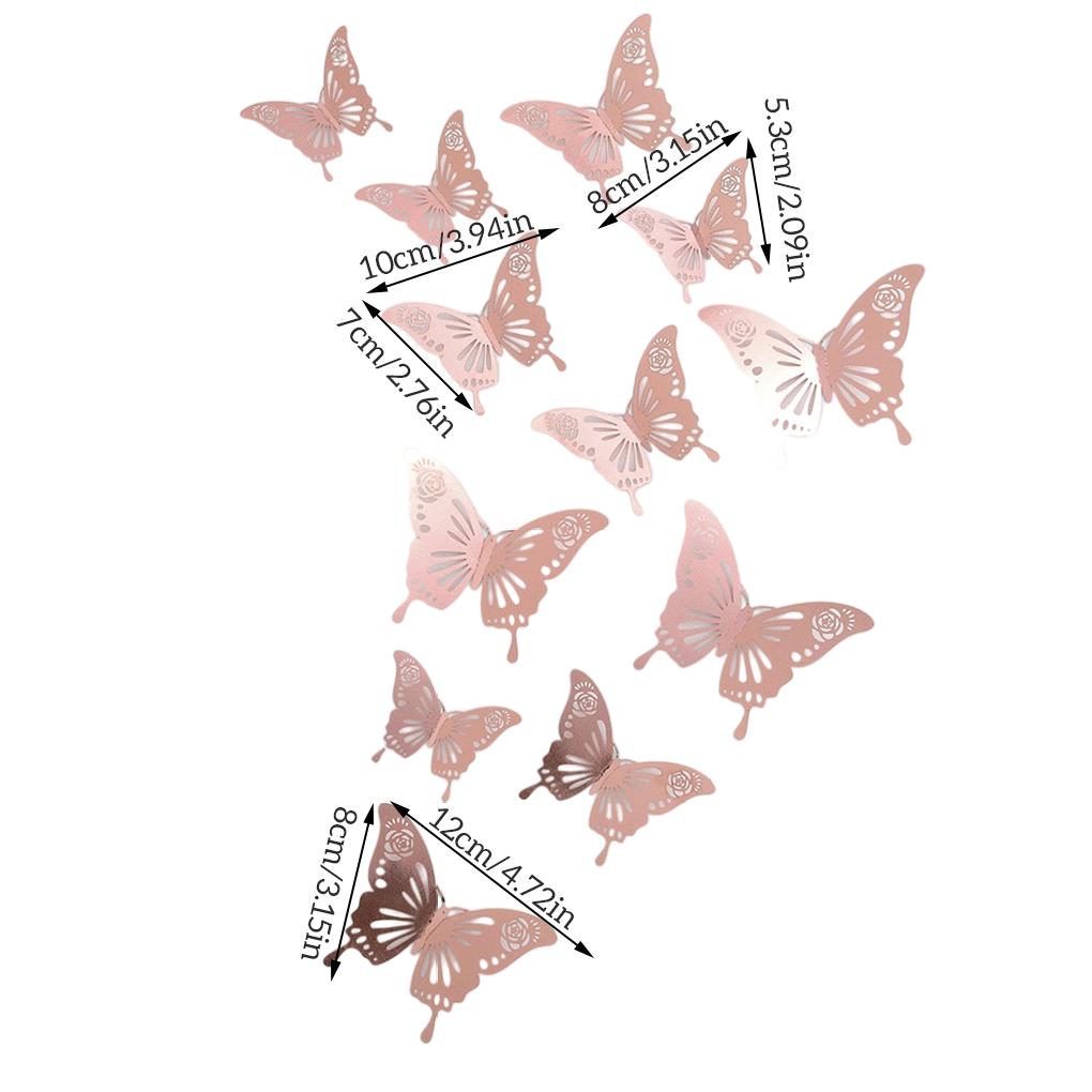 Pack of 12 3D Hollow Paper Wall Sticker Household Living Room Decoration Decal Kit Festival Wedding Party Decorative