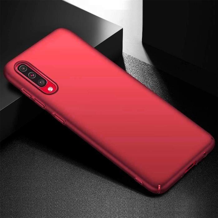 Coque de Protection - BOOLING - pour Samsung Galaxy A70 - Silicone Souple - Rouge - Lot de 2 Verres Trempés