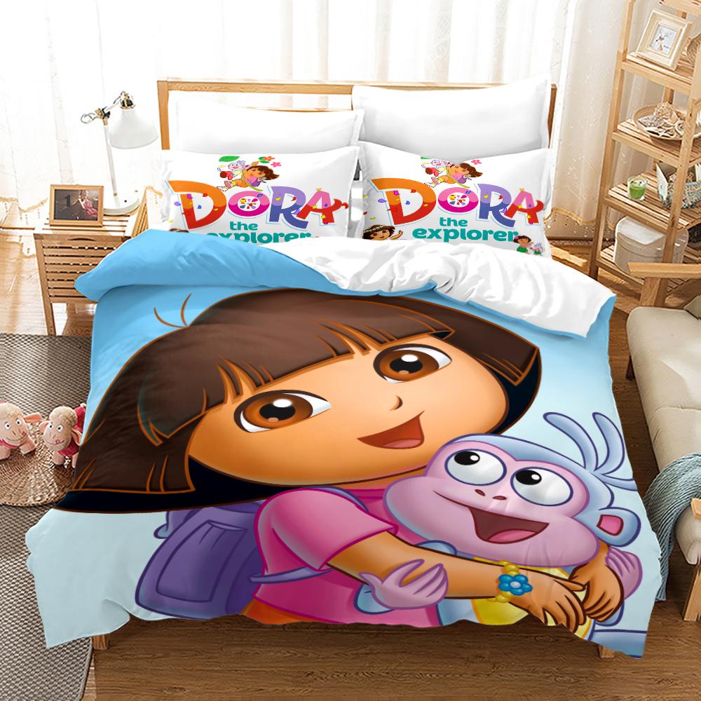 Dora Bedding Collections Kids Boys Girls With Bed Linen Queen King Full Twin Single Size New Anime Kamado Nezo Duvet Cover Collections