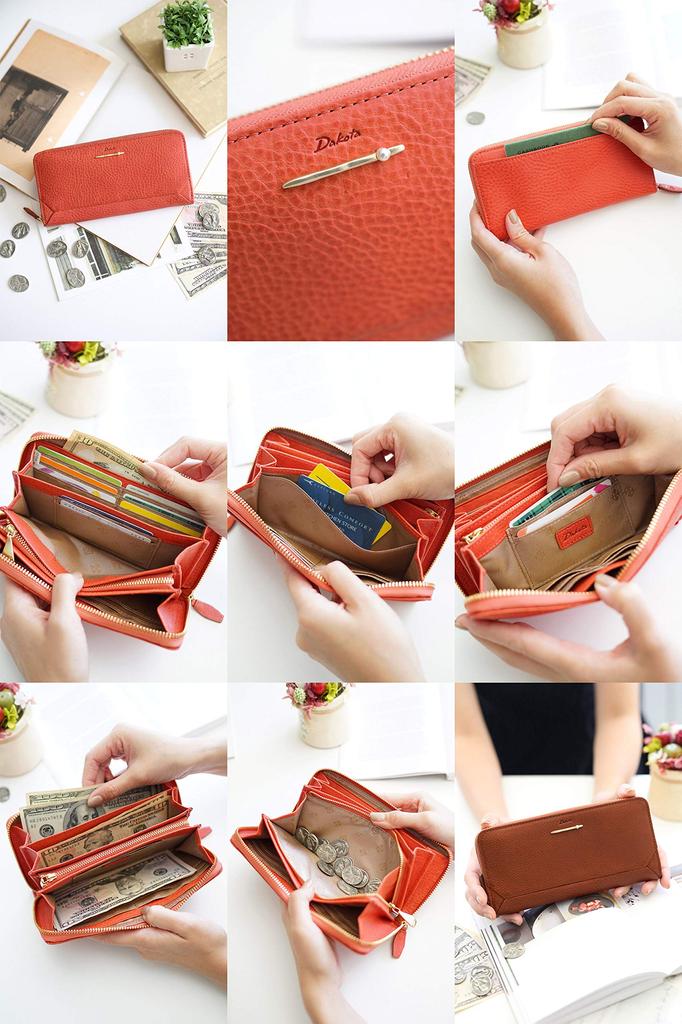 Длинный кошелек с кошельком для монет. Круглая молния. Натуральная кожа. Зеленый цвет Perla [Dakota]. Женский. DA-30053-50.