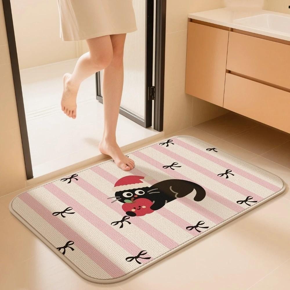 Cute Style Anti Slip Cartoon Floor Mat Animal Pattern Absorbent Absorbent Rug Soft Imitation Weaving Entry Doormat Entry