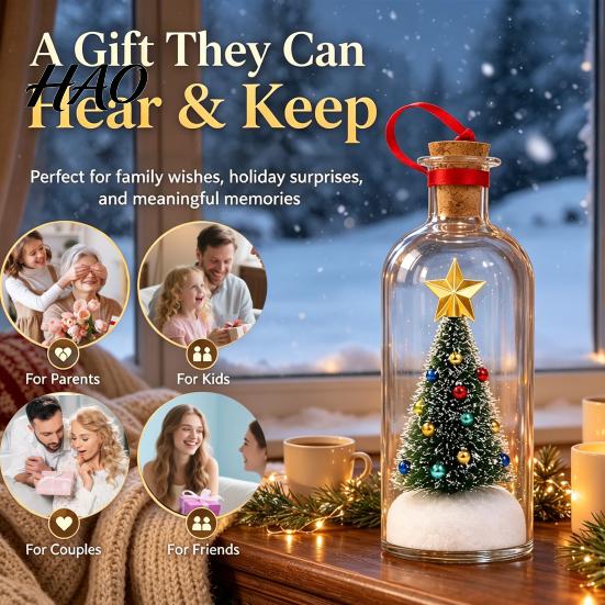 Unique Anniversary Souvenir Recordable Christmas Message in A Bottle, Voice Recording Holiday Keepsake with Emotional Connection Gift Playback
