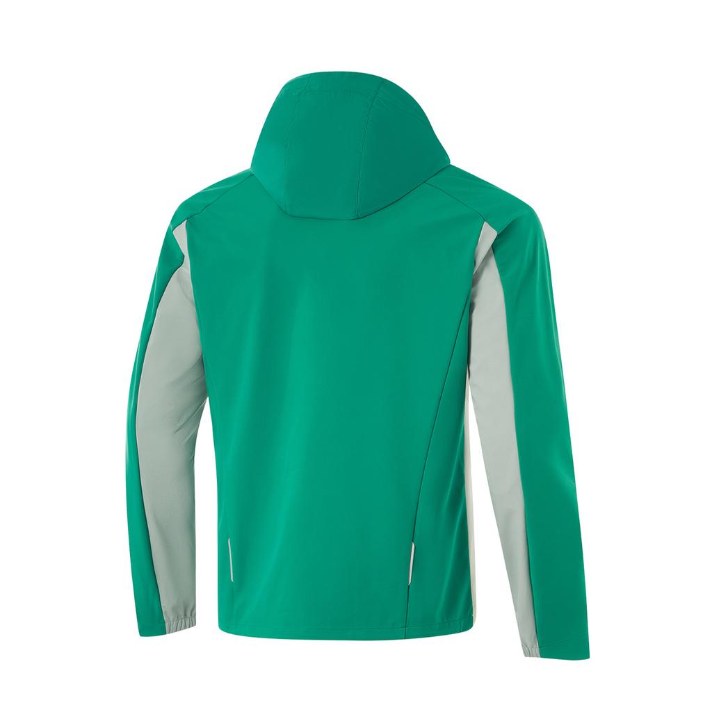 Мужская куртка Li Ning Running Series с капюшоном и длинными рукавами, водонепроницаемая, с логотипом, цвета: белый, каменно-зеленый, серо-зеленый AFDU351-7