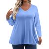 Womens Plus Size Tops Long Sleeve Shirts V Neck Casual Clothing Clothes Solid Color Tops