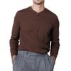 Men's Waffle Knit Long Sleeve Henley Shirt 4 Button Placket Crew Neck Thermal Casual Top