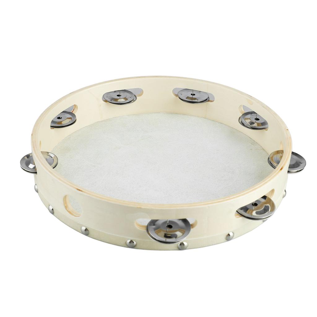 Бубен для детей и взрослых, хлопающий в ладоши, музыкальная развивающая игрушка для раннего обучения, цвет дерева, белый край, 10 дюймов