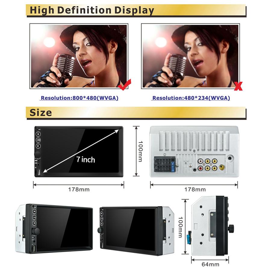 7-дюймовый HD автомобильный мультимедийный плеер 2DIN сенсорный экран автомагнитола MP5 Bluetooth USB TF FM плеер с камерой динамической траектории
