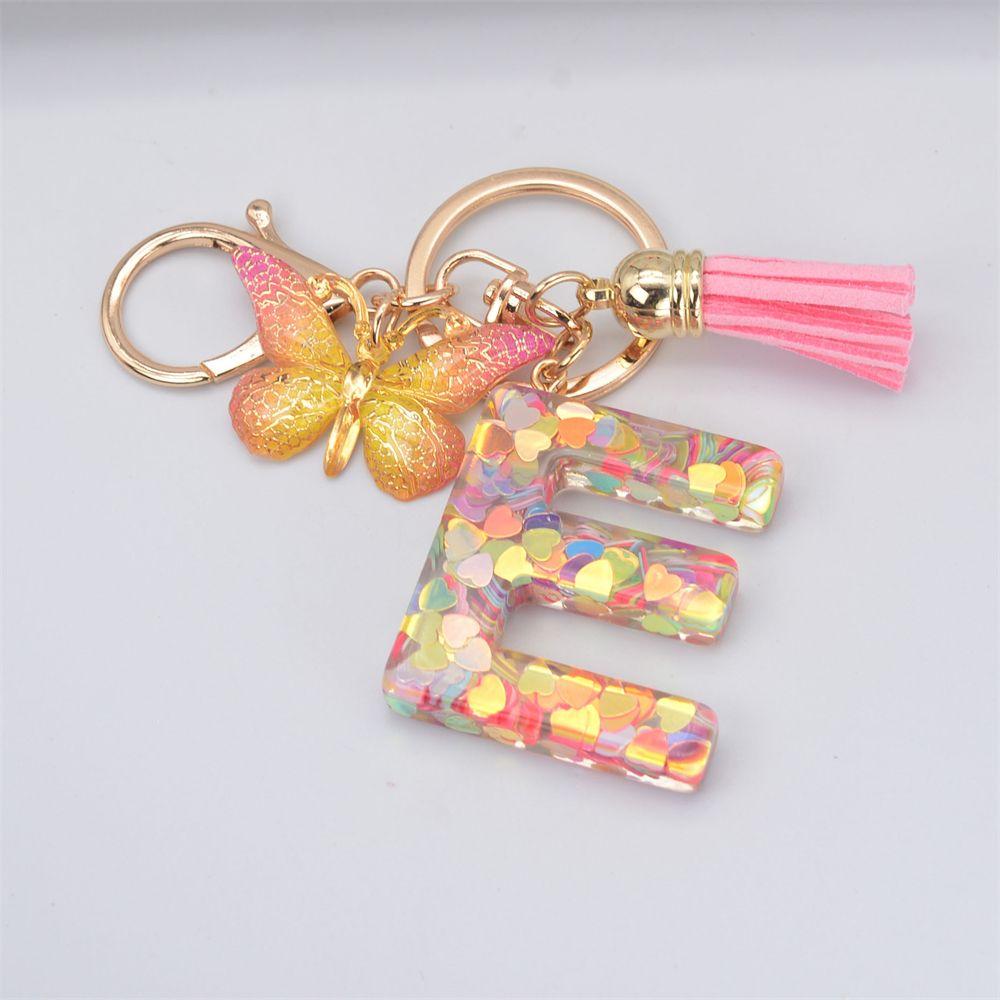 Женские брелки с подвеской и буквами в виде бабочки, брелок с английским алфавитом, брелки с 26 буквами, брелки для ключей