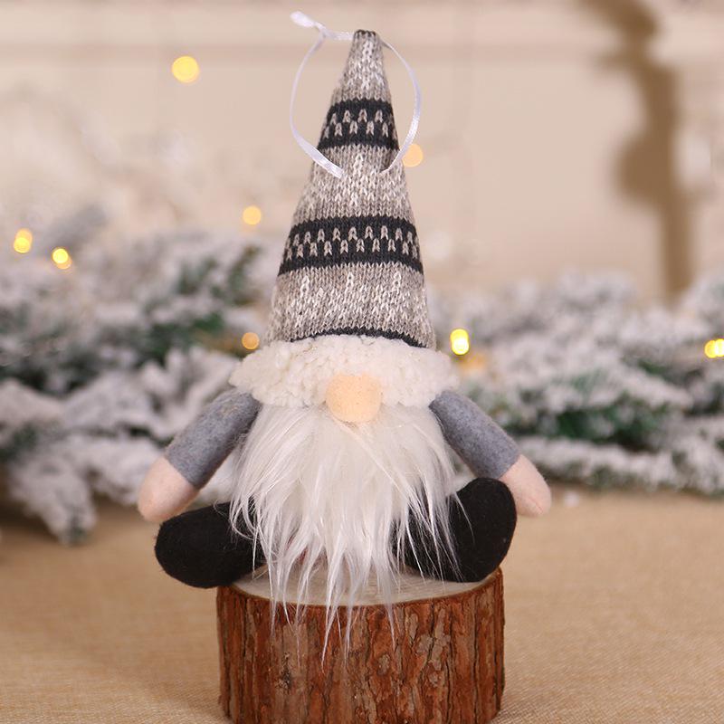 Christmas Ornament Knitted Plush Gnome Doll Christmas Tree Wall Hanging Pendant Holiday Decor Gift ARI