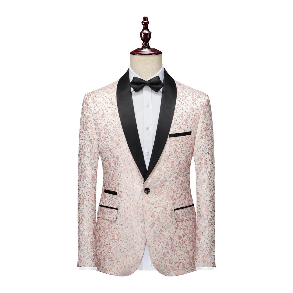 Мужские пиджаки жаккардовый костюм многоцветный тонкий выпускной свадебный сценический костюм