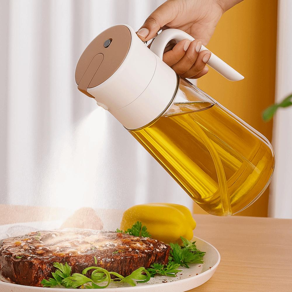 Leakproof 2 in1 Oil Sprayer Food Grade Glass Sauce Seasoning Container Oil Spray Bottle Air Fryer