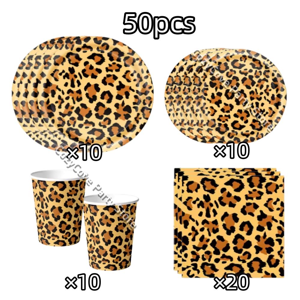 Pink Leopard Birthday Party Decoration Animal Leopard Theme Tableware Cup Plate Banner Balloons Birthday Party Supplies Gifts