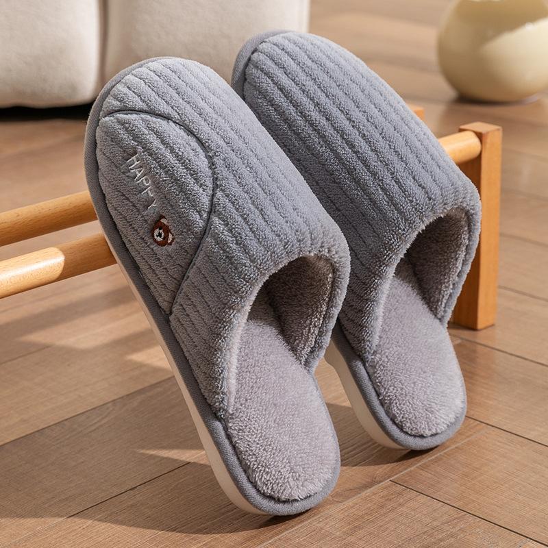 Cotton Slippers Women's Winter Home Use Spring and Autumn Indoor Warm Non-slip Home Winter Couple Plush Men