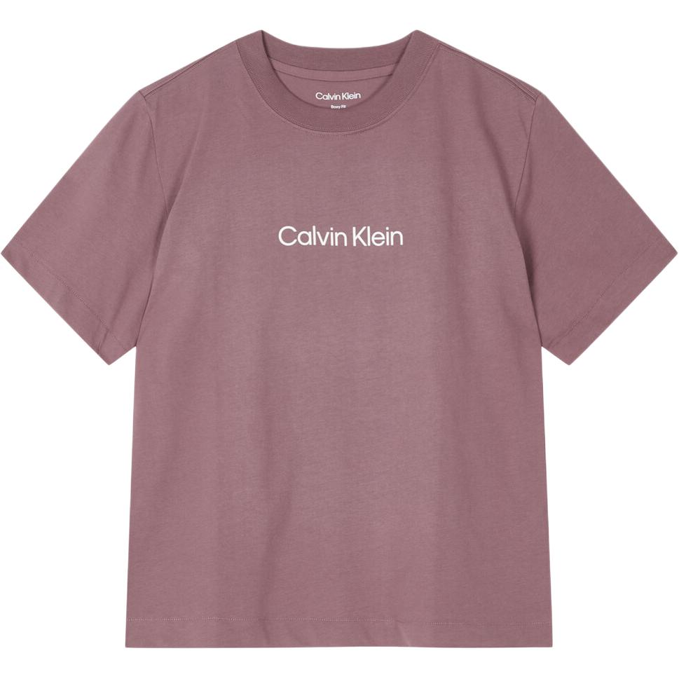 Calvin Klein Однотонная футболка с круглым вырезом и короткими рукавами Женские топы Капри-роза 40WH113-LKO