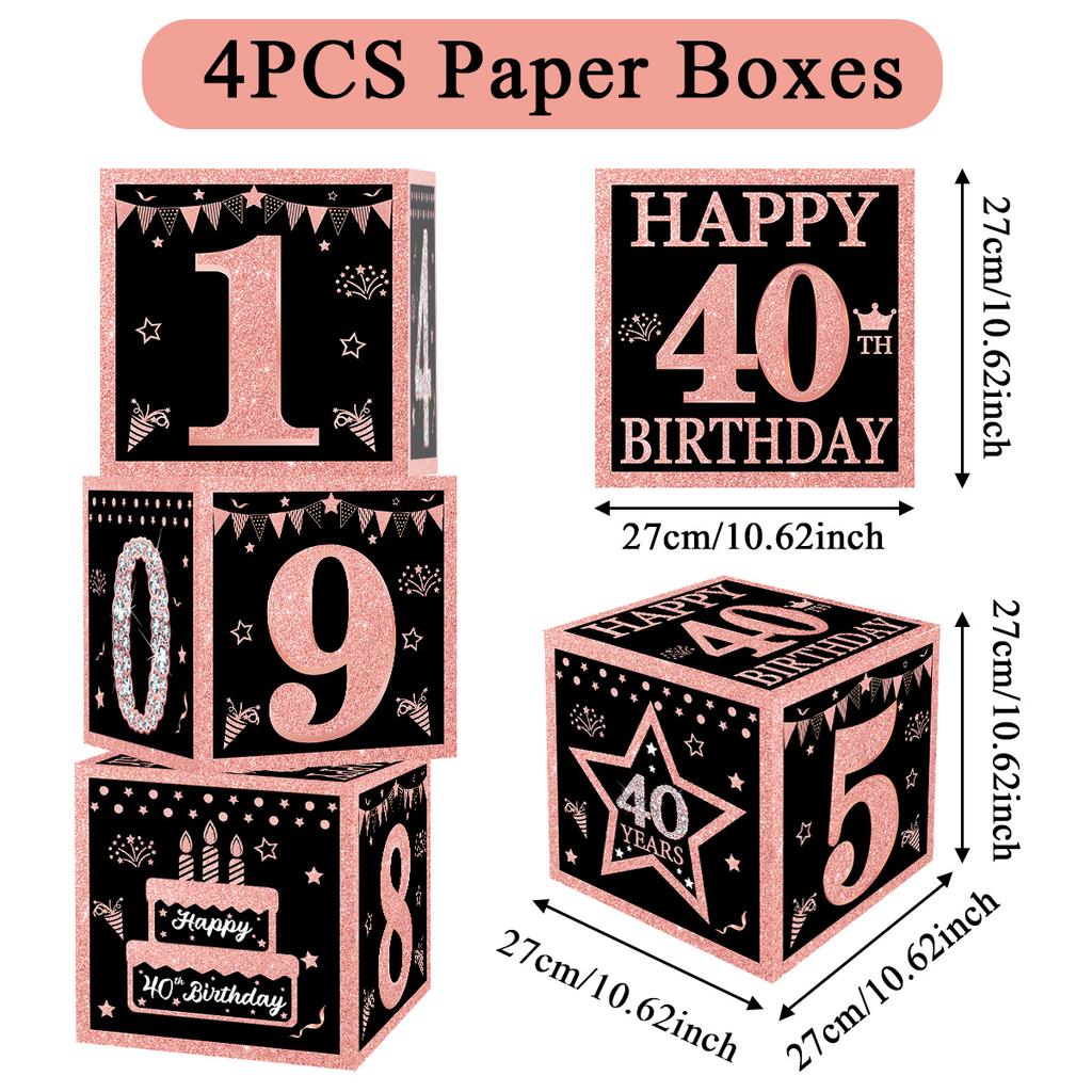 Коробка на день рождения Black Pink 16 21 30 40 50 лет Декор для вечеринки на день рождения Дети 30-й 50-й 60-й День рождения Принадлежности Сувениры Юбилей