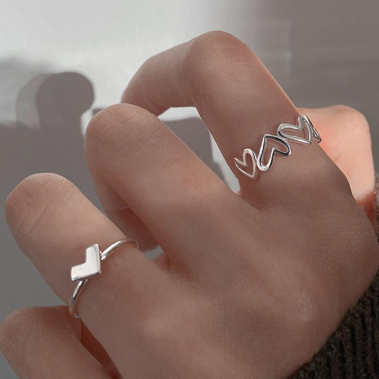 Hollow Love Ring Women's Open Ring Niche Design Sense Ins Tide Cold Wind Women's Index Finger Personality Fashion Ring