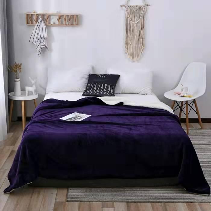 Двухслойное зимнее одеяло из кораллового флиса с овечьей шерстью - Композитное одеяло из фланели размером 50x60 дюймов.