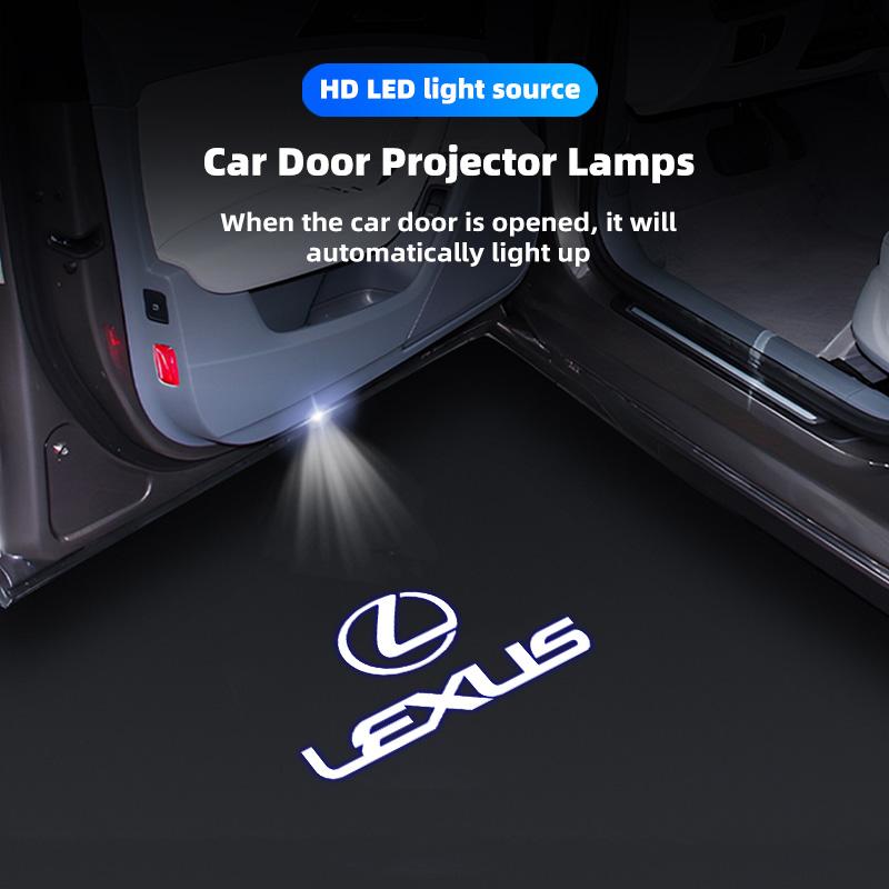 2Pcs Car Door Welcome Lamp HD LED Emblem Projector Lights For Lexus F-SPORT ES RX NX LS UX LM LX GX LC RZ IS CT GS RC HS SC TX